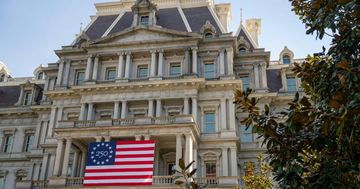 Trump proposes covering executive office building’s gray stone facade with white paint