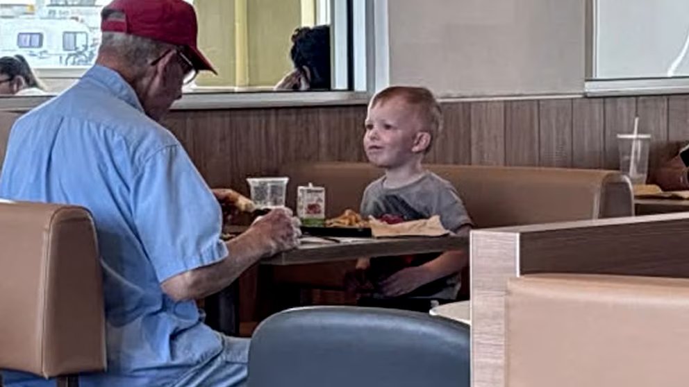 WATCH:  Toddler joins veteran for breakfast sparking emotional responses