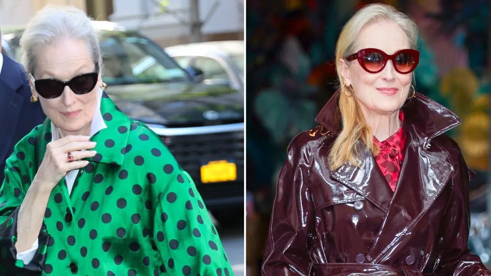 Meryl Streep Switches From Green Spotted Satin to Red Patent in NYC