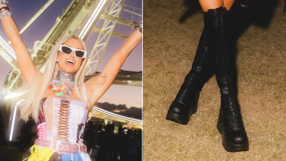 Paris Hilton Pushes Coachella’s Black Boot Trend Full Y2K