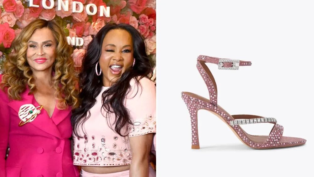 Vivica A. Fox Makes Pink Crystal Heels Pop With a Geometric Pedicure
