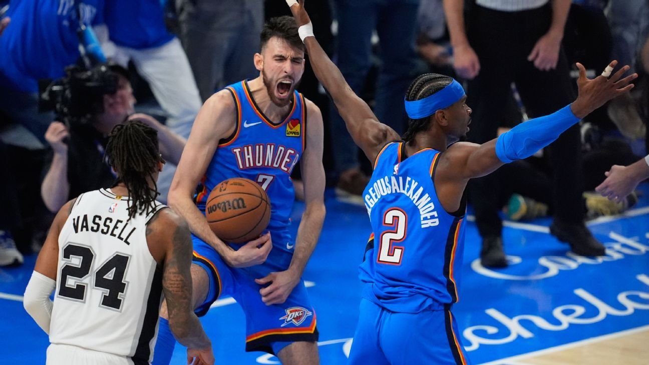 Gilgeous-Alexander scores 30 as Thunder even series in Game 2