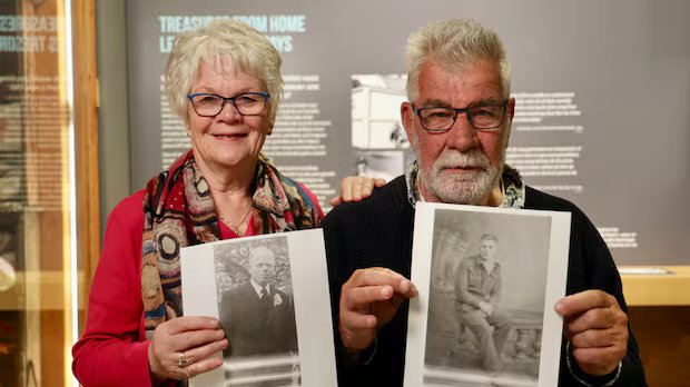 Her family hid his father on their farm during WW II. They just met for the 1st time
