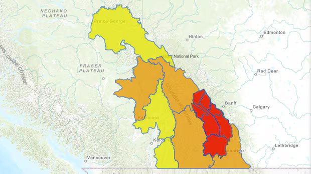 Flood warnings, evacuation alerts due to snowmelt in southeastern B.C.