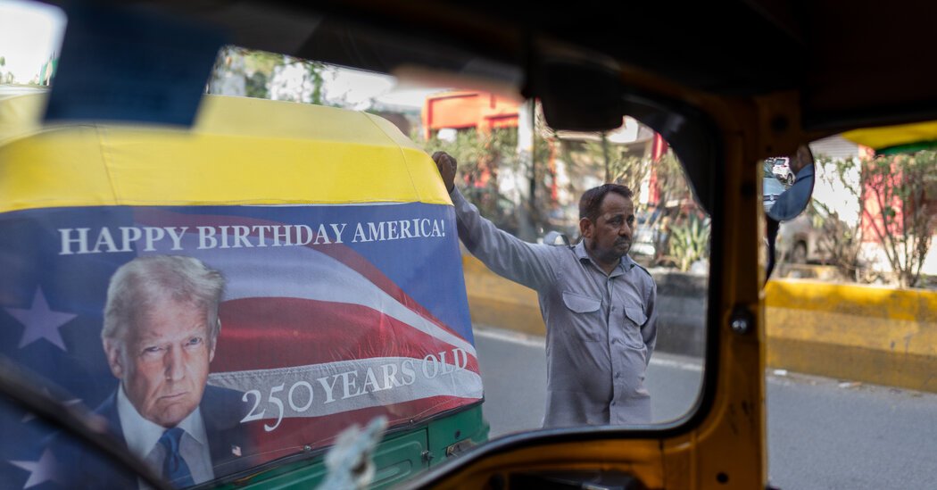 Trump’s Portrait Pops Up on Rickshaws in India to Mark America’s 250th