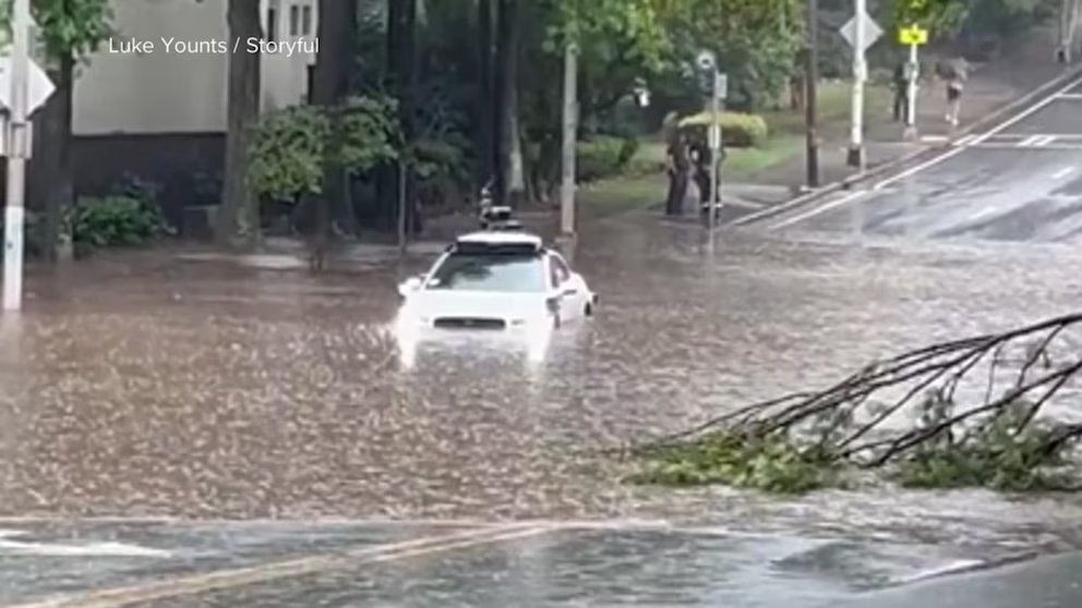 WATCH:  Waymo's self-driving car drives into flood waters in Atlanta