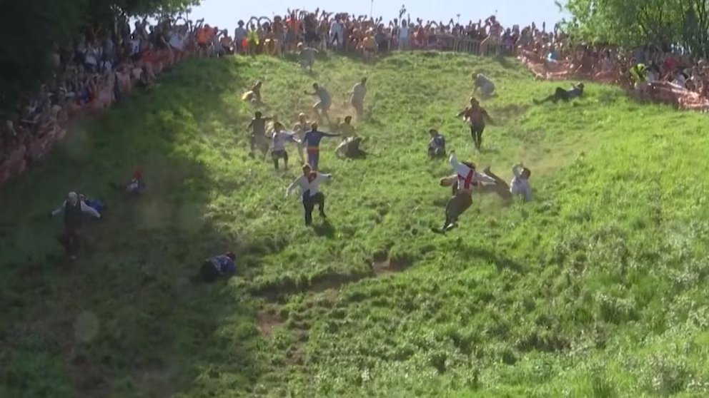 WATCH:  Big winners at Britain's annual cheese-rolling competition