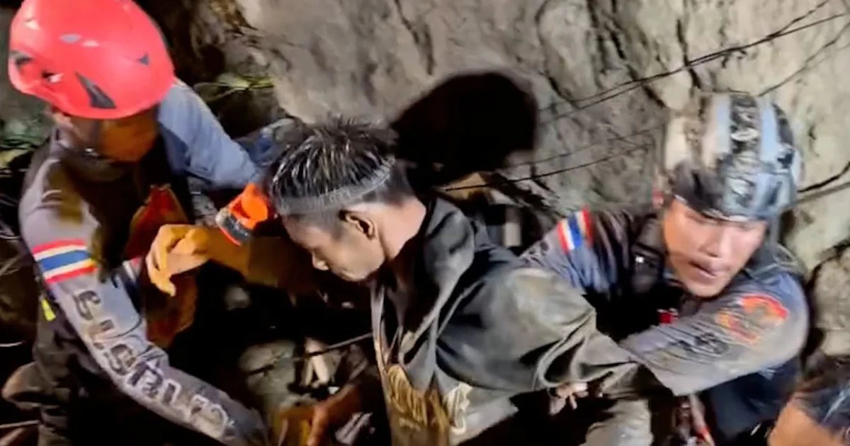 Man rescued after more than a week trapped in flooded cave in Laos