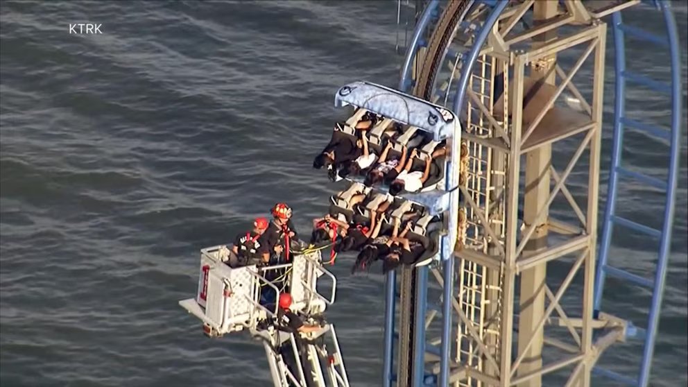WATCH:  Texas roller coaster riders rescued after getting stuck for hours 100 feet in air