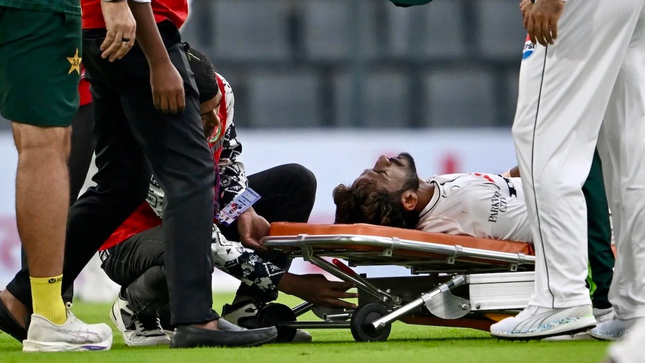 Ban vs Pak 2nd Test – Hasan Ali stretchered off the field in Sylhet after picking up injury