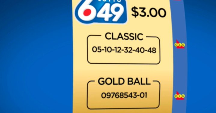 Winning Lotto 6/49 Gold Ball jackpot ticket worth $16M sold in Peterborough