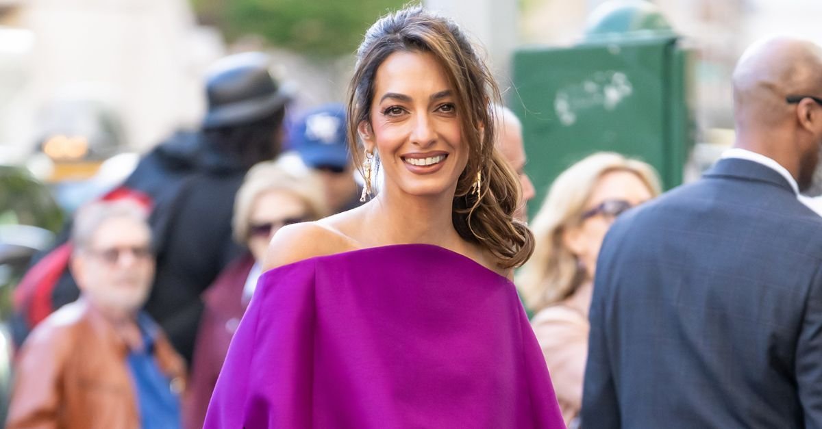 Amal Clooney Swapped White Dresses For the Prettiest Shade of Purple