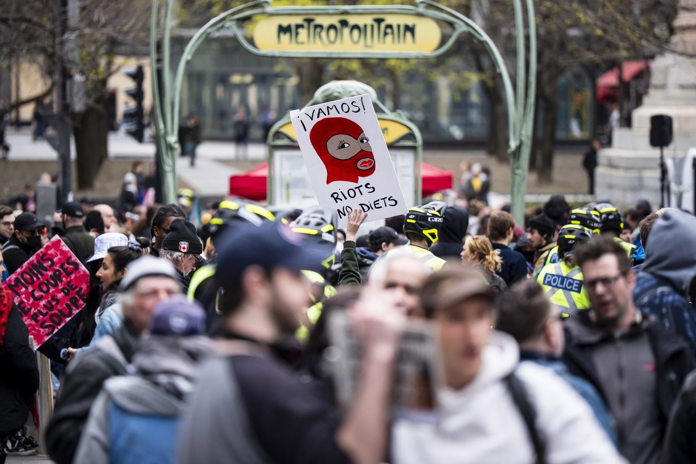 Mock beheading of Quebec labour minister at May Day protest draws outrage