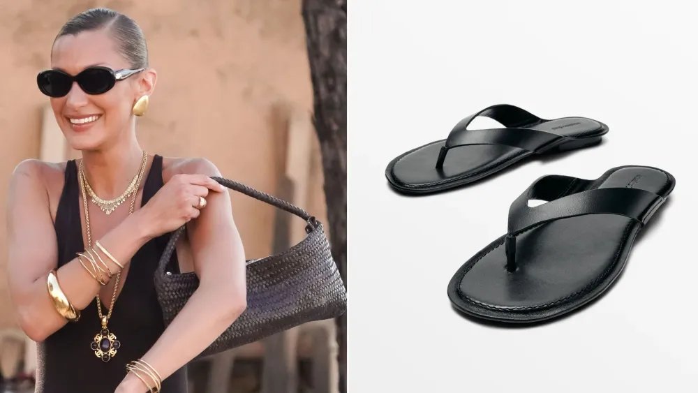 Bella Hadid Swaps Cannes Heels for $180 Massimo Dutti Thong Sandals