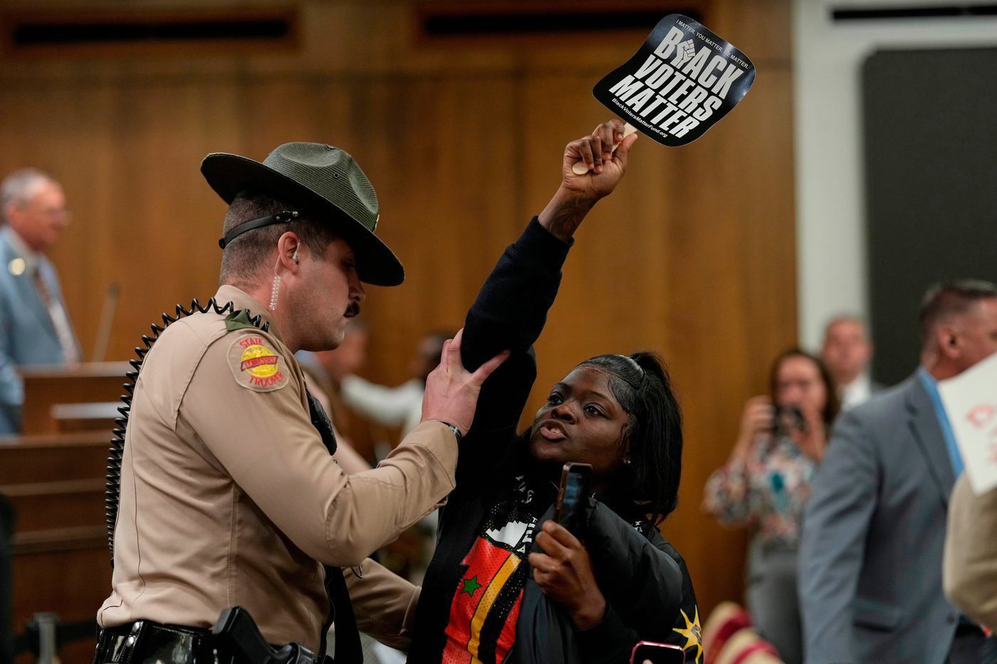 Demonstrators rally in Tennessee and Alabama against redistricting efforts, in photos