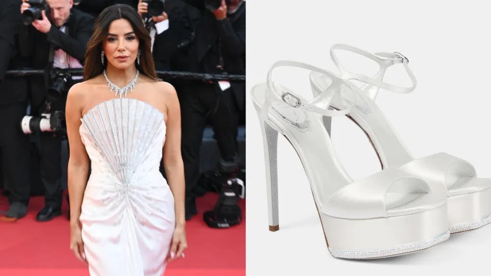 Eva Longoria Takes Bridal White to New Heights in Platforms at Cannes