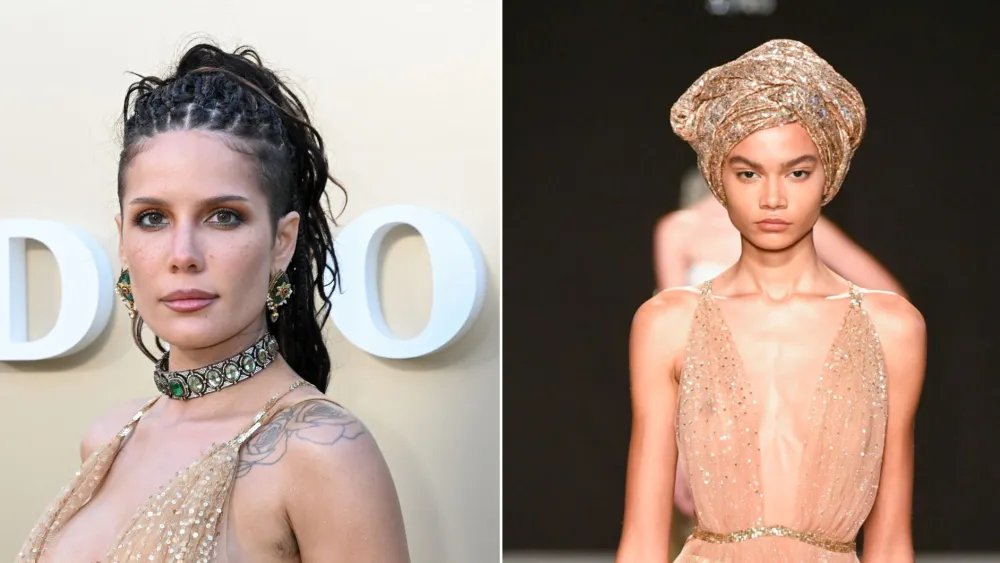 Halsey Wears Sheer Rahul Mishra Couture With Avan Jogia at Gold Gala
