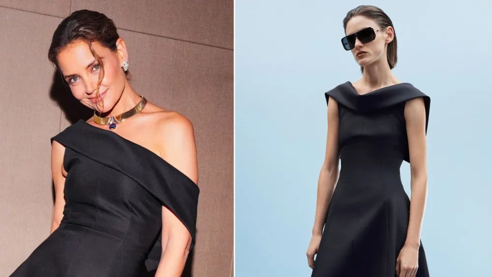 Katie Holmes Goes Sculptural in Black Adam Lippes Dress
