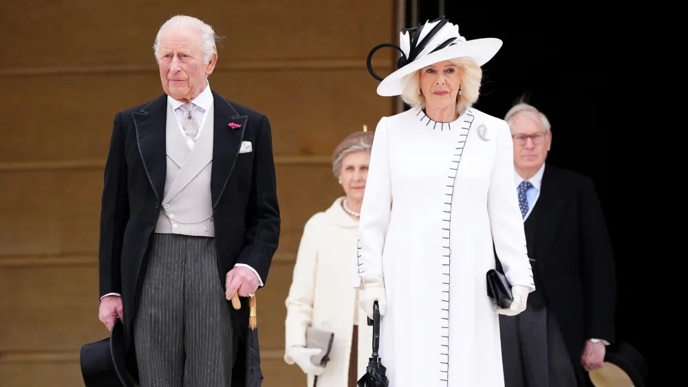 Queen Camilla Does Black and White Anna Valentine for Garden Party