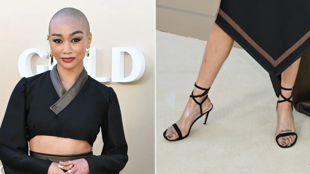 Tati Gabrielle Frames Oil Slick Pedicure With Ankle Wrap Sandals