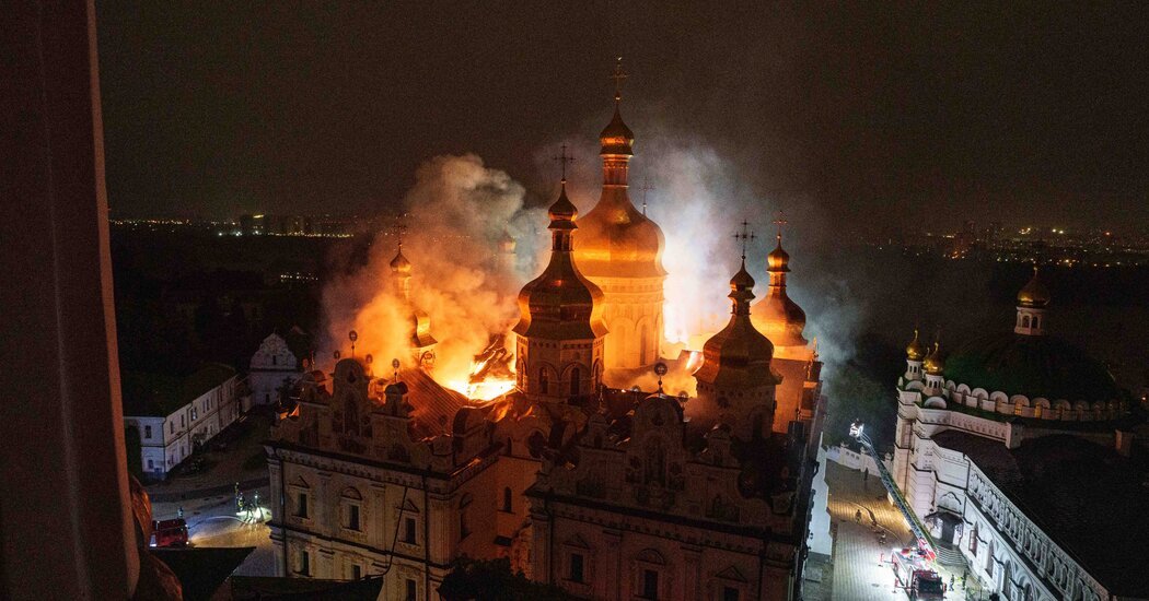 Historic Orthodox Cathedral Burns in Russian Attack on Kyiv