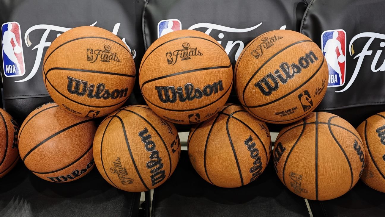 The path of a Knicks-Spurs NBA Finals basketball starts with all 30 teams
