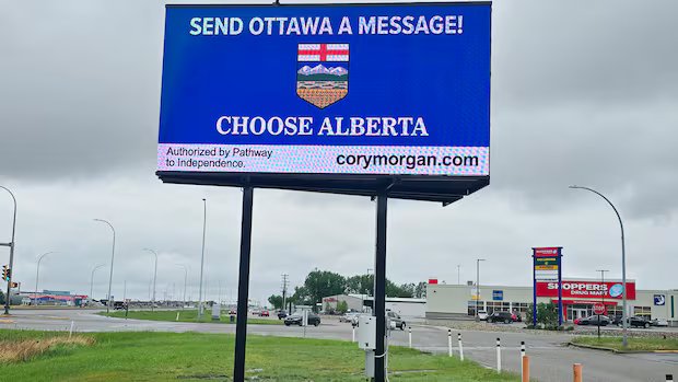 Pro-separation billboard still up after removal deadline from Alberta town passes