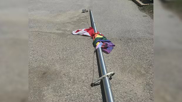 Police investigating after flagpoles flying Pride flag cut down in Ontario’s Perth County