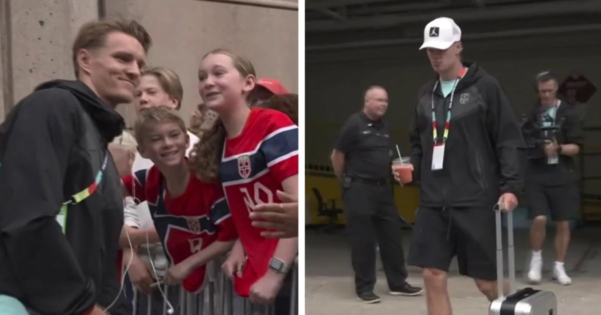 Odegaard atiende a los fans y Haaland solo muestra su concentración total