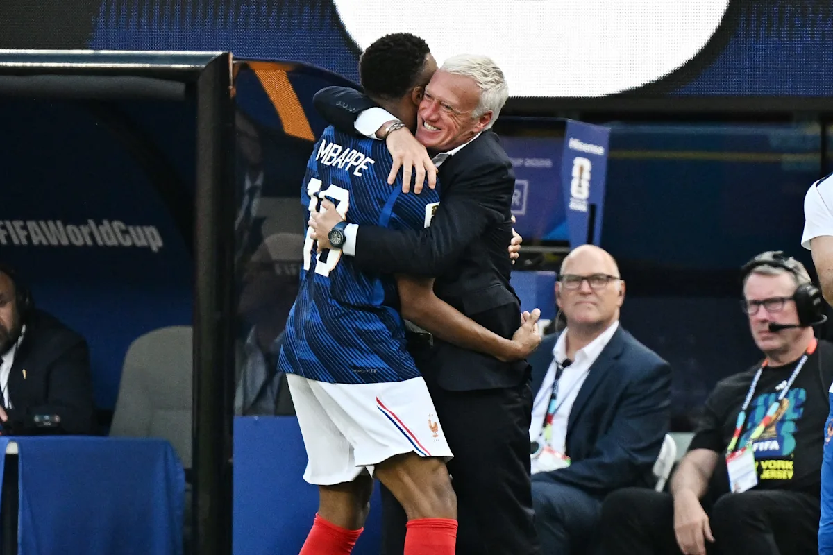 Mbappe celebrates goal with France boss as coach returns from family funeral