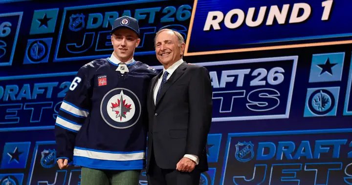 Jets draft Swedish forward Viggo Bjorck with eighth overall pick at 2026 NHL Draft, Manitoba’s Carels goes sixth