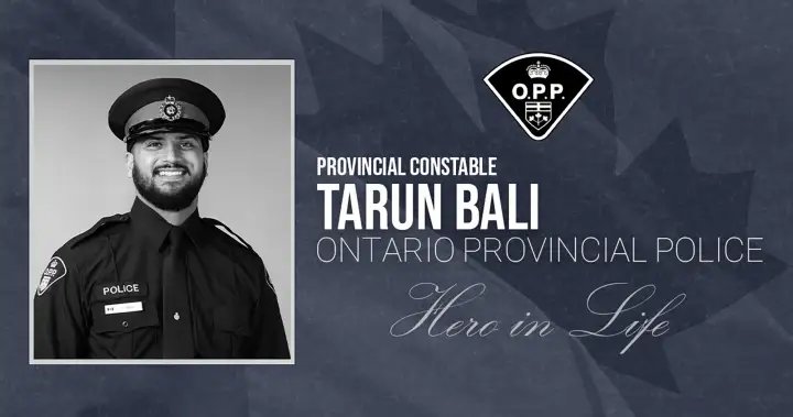 Body of OPP Const. Tarun Bali to be brought to Thornhill ahead of funeral