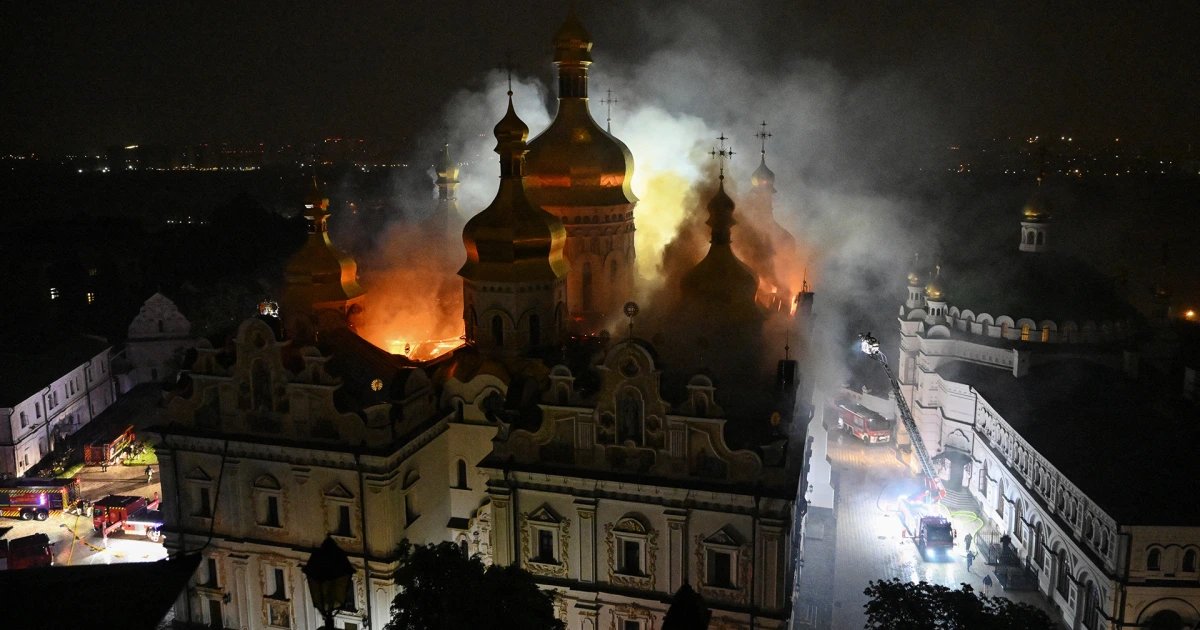 Fire engulfs centuries-old Ukrainian monastery after deadly strikes