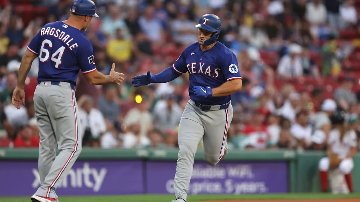 Wyatt Langford homers on 1st pitch and Rangers beat Red Sox 6-4 in front of Scotland’s Tartan Army