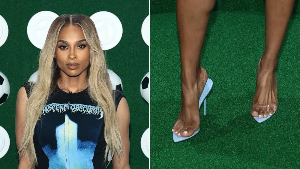 Ciara Puts an Icy Blue Twist on the Clear Shoe Trend in New York City