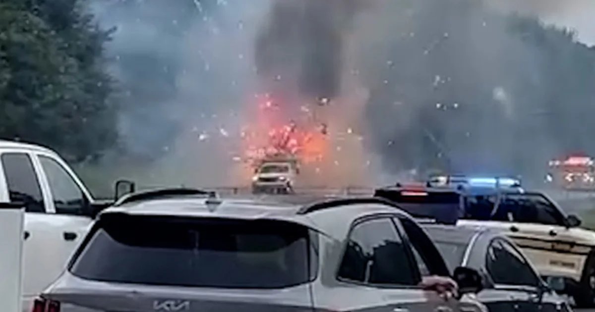 Pickup truck carrying trailer full of fireworks explodes on Tennessee highway