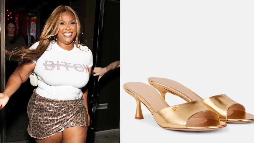 Lizzo Trades Minimalist Mules for Metallic Gold Pair in NYC