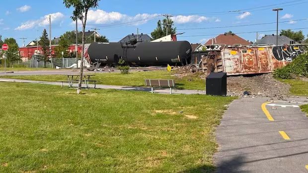 Train derails northeast of Montreal, police say no injuries