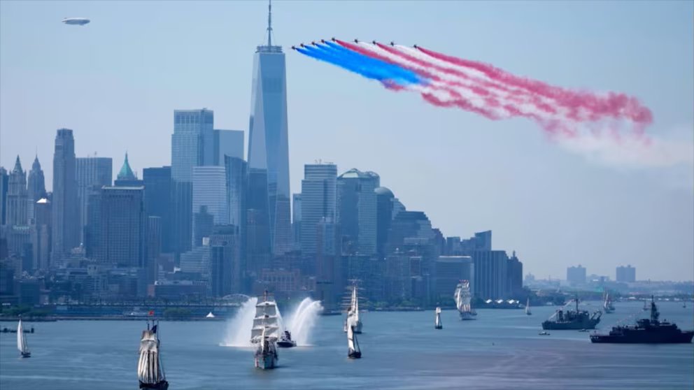 WATCH:  Vessels from around the world participate in parade of tall ships up Hudson River