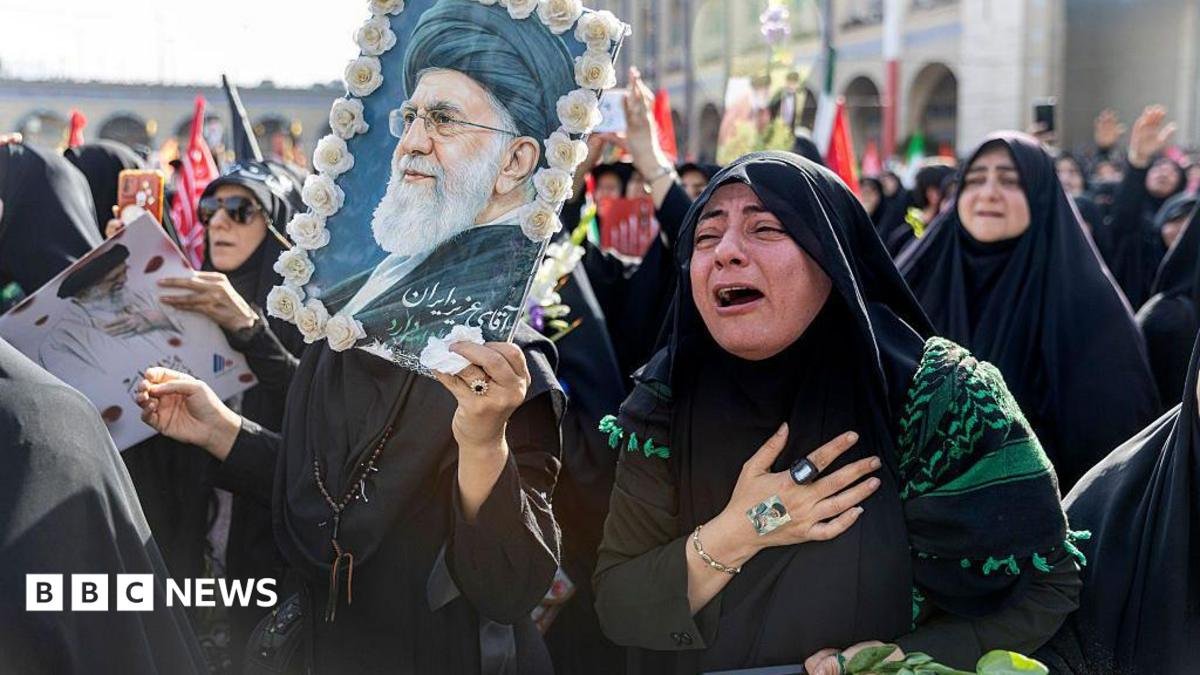 Iran’s supreme leader absent as senior officials attend ayatollah’s funeral