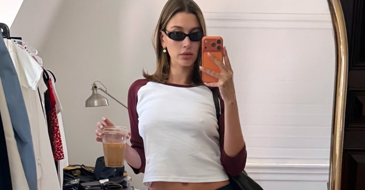 Hailey Bieber Wears the Cone-Heel Shoe Trend With Dark Jeans