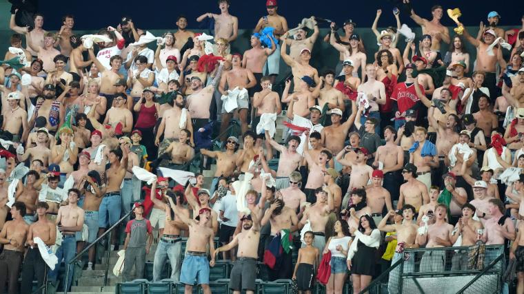 Red Sox fans shed shirts in numbers as part of largest ‘tarps off’ demonstration in history of movement