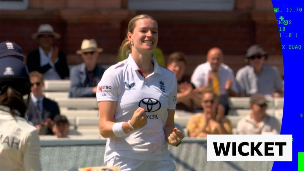 England v India Day Three: Lauren Bell gets her second wicket, bowling Jemimah Rodrigues