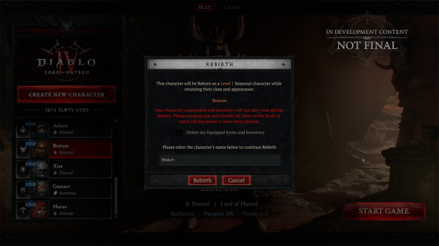 Diablo 4 Will Finally Let You Play The Same Character Each Season