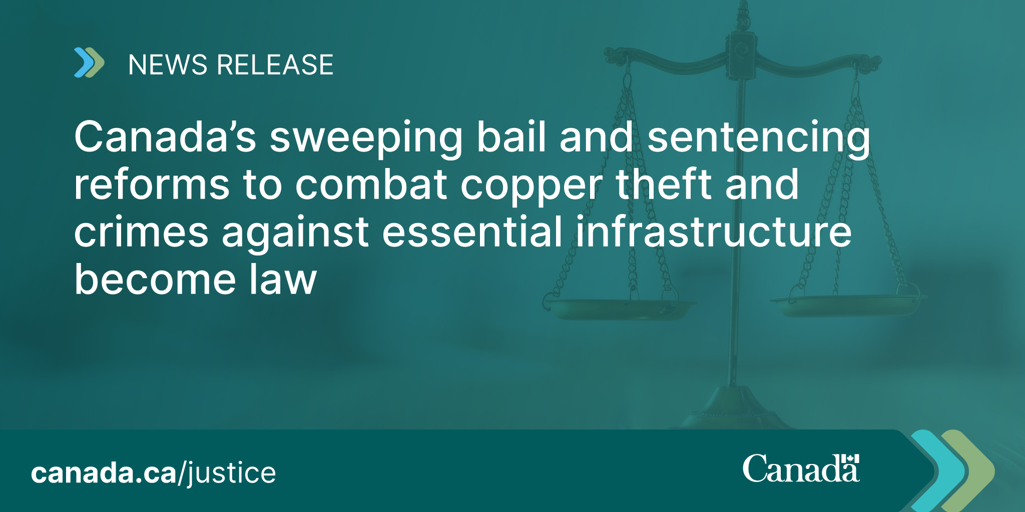 Canada’s sweeping bail and sentencing reforms to combat copper theft and crimes against essential infrastructure become law