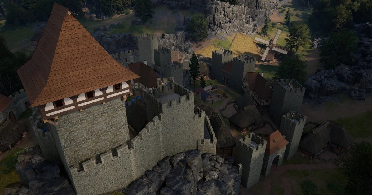 Build a medieval castle piece by piece and then defend it from enemy knights in the city builder and RTS Bergfried