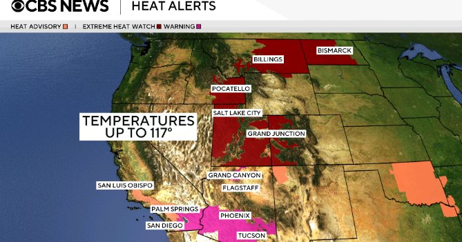 Temperatures forecast to reach up to 117 degrees in western heat wave