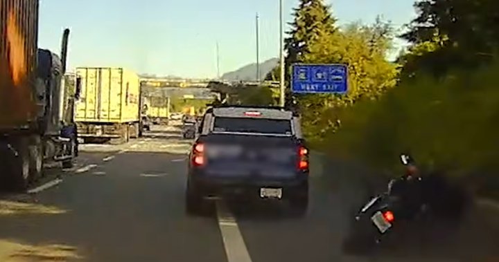 BC Highway Patrol dashcam illustrates dangers of passing on the right