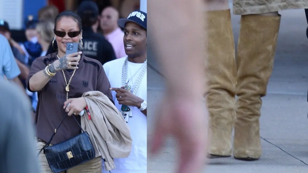 Rihanna Pairs Casual Summer Style With Suede Boots at World Cup Final