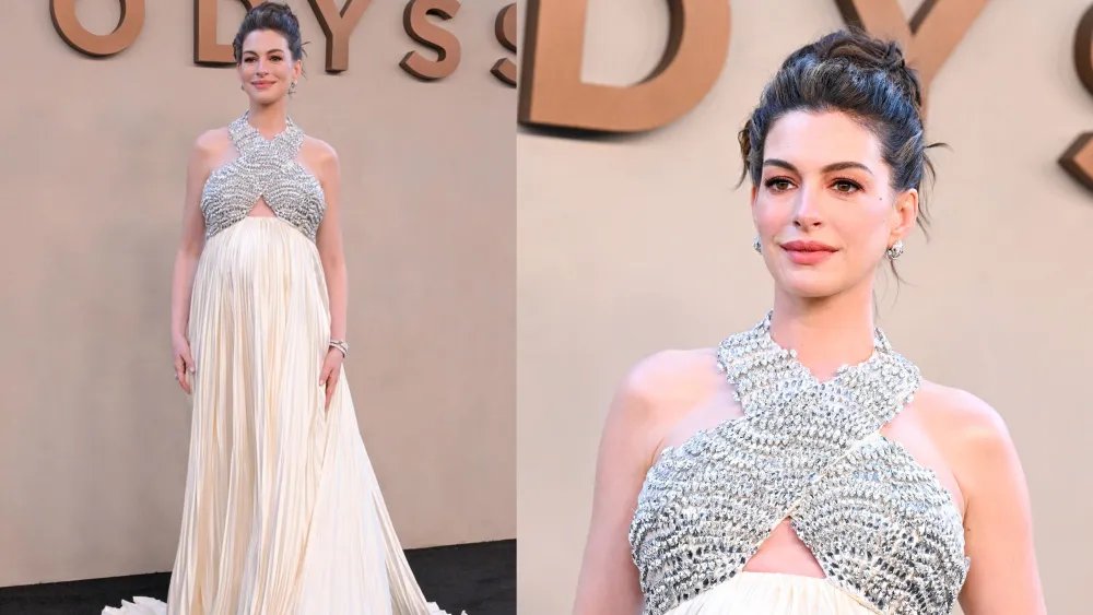 Anne Hathaway Glows in Custom Prada for ‘The Odyssey’ NYC Premiere